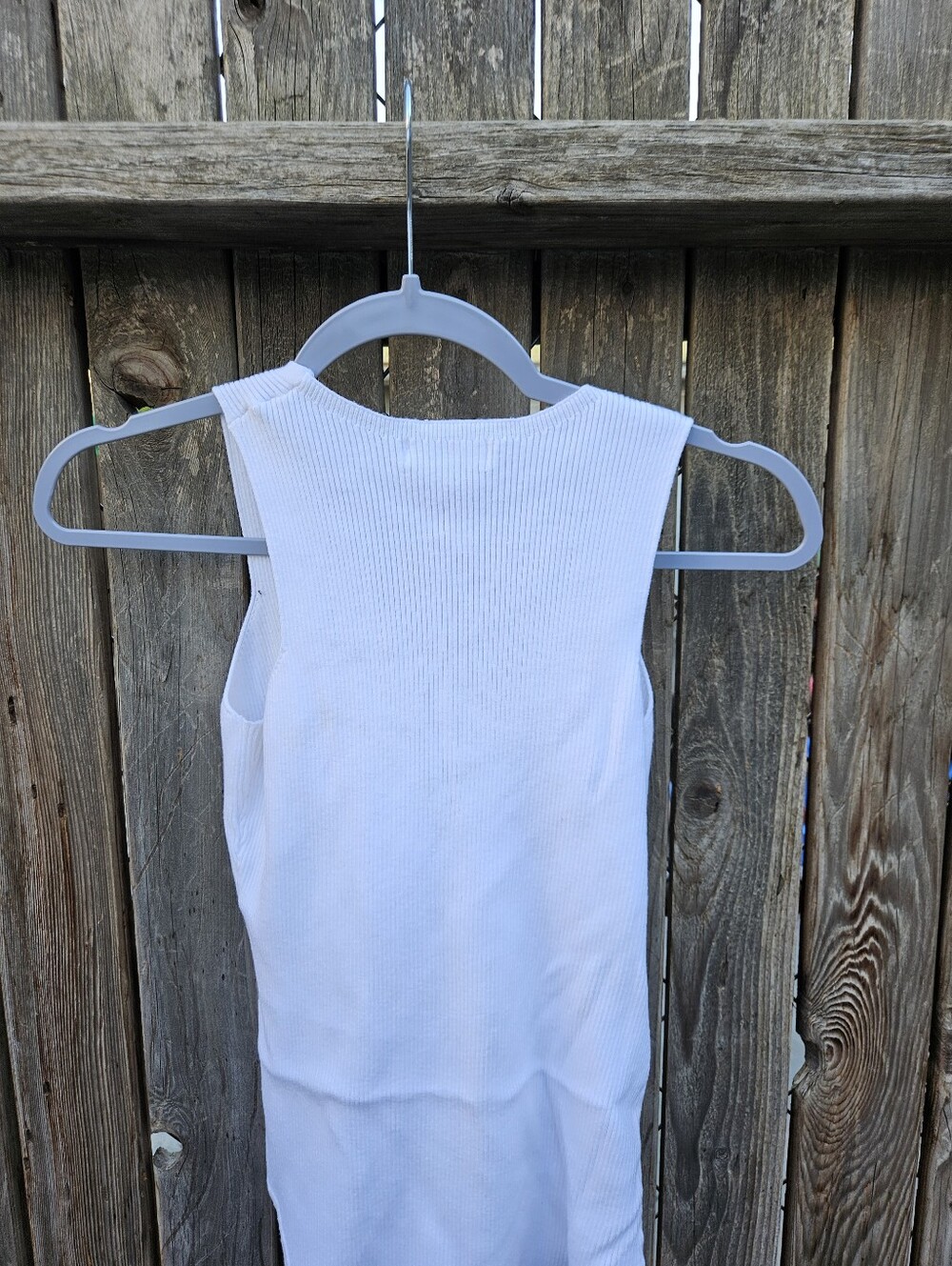 Blue Blosson White Ribbed Square-Neck Tank Bodysuit Women's Size XL - Picture 9 of 13